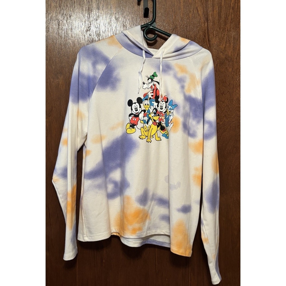 Disney Multi Character Ladies Sweatshirt Orange And Blue Colorful Fun Disney